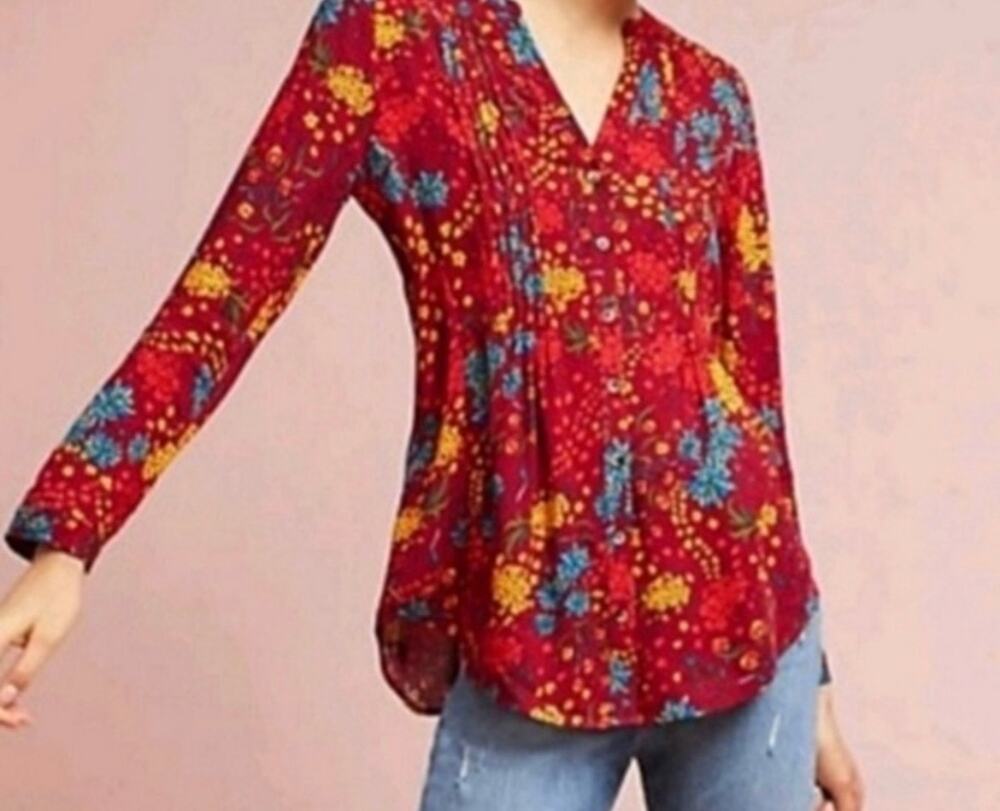 Anthropologie Maeve size m Floral Viscose Tunic Shirt M
